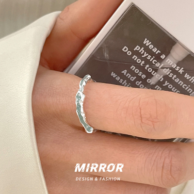 925纯银海岸线戒指女指环滴油薄荷色尾戒关节戒韩国气质送女朋友老婆情人节七夕生日礼物