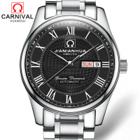 瑞士嘉年华CARNIVAL手表 名匠气质商务系列男士全自动机械表 男休闲时尚日历星期防水大三针金属精钢男表腕表8667G