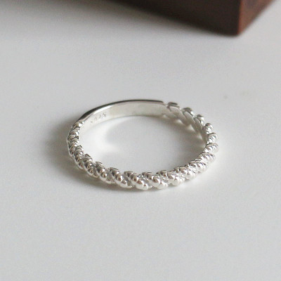 简约复古日韩极简潮人S925纯银戒指麻绳闭口戒指环食指尾戒女学生送女朋友老婆情人节七夕生日礼物