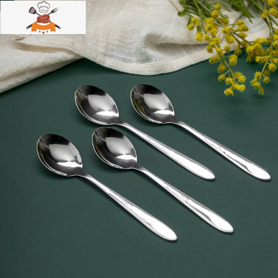 买一送二 不锈钢圆勺 家用成人儿童长柄饭勺汤勺分菜公勺西餐勺子 敬平 特厚小圆勺1支(3.4*15.5cm) 送2块百洁