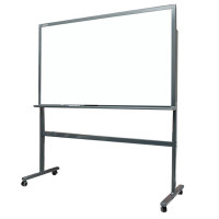 得力180*90cm玻璃带架子H型支架白板 办公会议写字板 8739