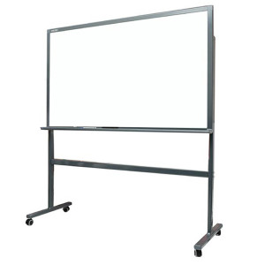 得力180*90cm玻璃带架子H型支架白板 办公会议写字板 8739