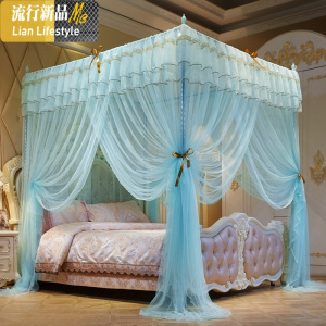 加粗不锈钢支架落地新款 蚊帐家用1.5m床 公主风1.8m支架纹账2米 三维工匠