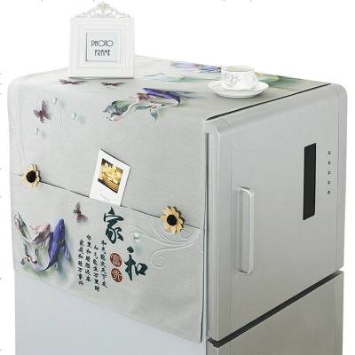 布莱梦防水冰箱盖布防尘布滚筒洗衣机罩棉麻单双开冰箱罩微波炉防尘罩家和富贵双开冰箱170*60(防水款)