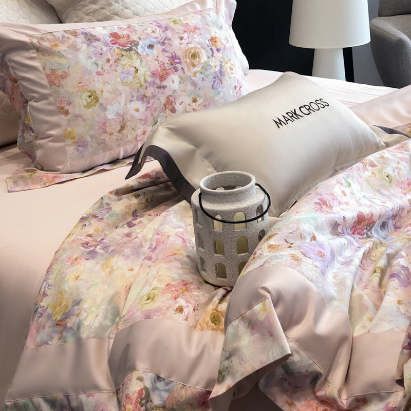 高端唯美田园风120S金棉四件套细腻亲肤全棉被套吸湿排汗四季用