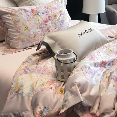 高端唯美田园风120S金棉四件套细腻亲肤全棉被套吸湿排汗四季用