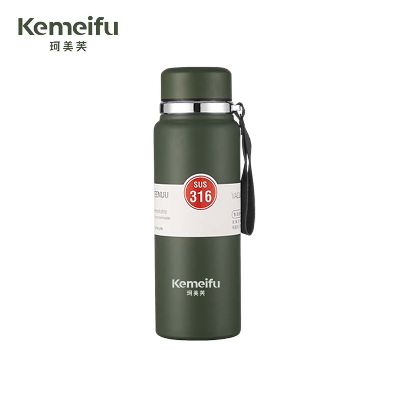 珂美芙 316不锈钢户外带提绳保温杯 绿色800ml 个