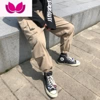 七斓工装裤男生束脚宽松2023网红裤子大码潮牌休闲百搭九分裤ins潮流