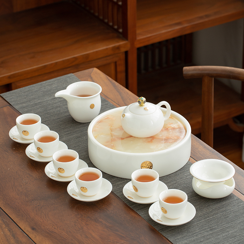 苏氏陶瓷(SUSHI CERAMICS)羊脂玉功夫茶具套装家用白瓷西施壶17件整套礼盒装