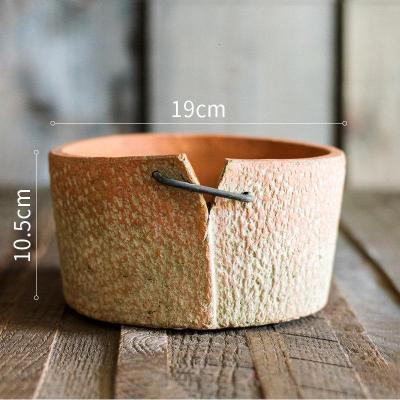 美帮汇缝合红粗陶瓷大花盆小花器创意个性复古北欧盆栽室内杂货花园 缝&合概念花器(A)底部已打孔 大