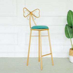 现代简约酒吧高脚凳子北欧家用靠背吧椅吧凳创意时尚蝴蝶结吧台椅