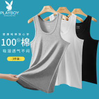 花花公子背心男士内穿100%纯棉打底汗衫运动跨栏夏季全棉老头衫DX