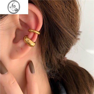 JiMi欧美简约几何金属耳骨夹无耳洞耳扣钛钢叠戴ins同款新款ear cuff
