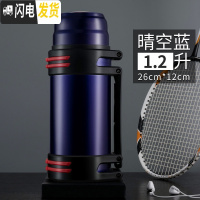 三维工匠不锈钢大保温杯家用户外便携男保温瓶大容量车载旅游水壶2.0 晴空蓝