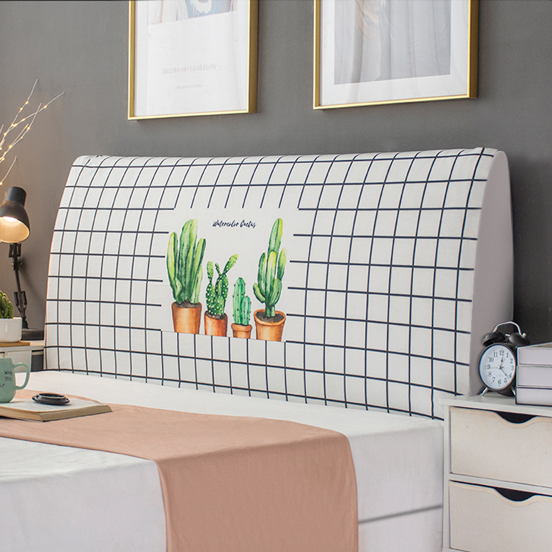 床头套罩 床头罩防尘全包软包床头床靠背罩保护套北欧风格简约 盆栽仙人掌 高度50-65*长度120cm通用款