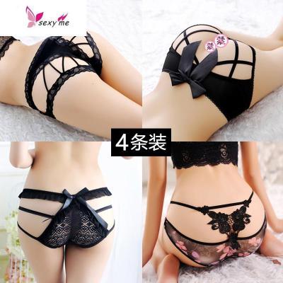 户外约会情侣丁字裤女性感学生超紧蕾丝内裤超薄骚透视FISHBASKET