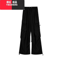 YIBUSHENG白色工装裤女春季宽松运动裤显瘦阔腿裤休闲裤速干裤子潮