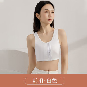 浪莎束胸内衣女士大胸显小无痕瘦胸拉链防震背心运动跑步裹胸缩胸塑胸 拉链款白色1件 M(建议75-90斤)