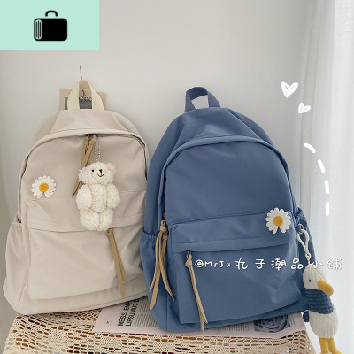 双肩包新款书包中学生日系简约百搭无印复古校园书包女韩版高中潮NEW LAKE