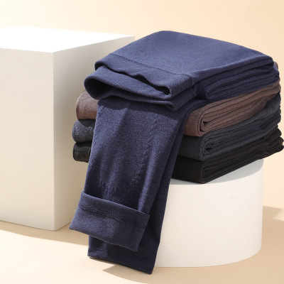 策霸CEBA男士护膝羊毛蚕丝保暖裤温变护腰内穿贴身打底裤男款加肥加大秋裤