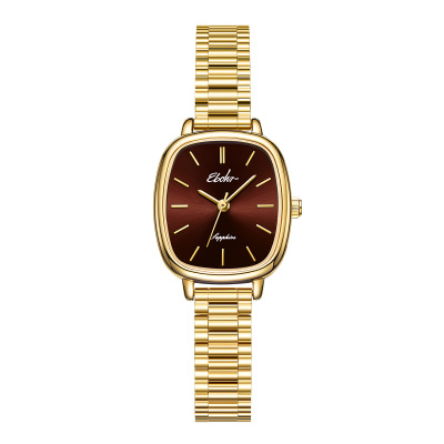 依波(EBOHR)女士石英表气质女表生日礼物简约腕表 熏咖棕 51655026