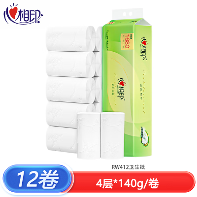 心相印RW412茶语丝享系列无芯卫生纸4层140g*12卷一提