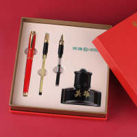 英雄(HERO)钢笔1311中国红套装礼盒装纪念笔套装成人男女学生练字礼品签字笔