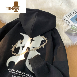 YANXUcityboy卫衣男秋季潮牌美式复古连帽外套潮流宽松百搭上衣服