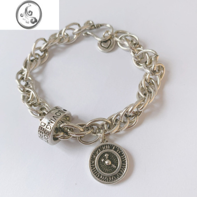 JiMi儿童手链男孩文艺银手链街舞潮牌小朋友手走秀饰品男童嘻哈腕配饰 银色