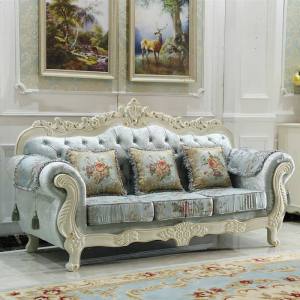 欧式布艺沙发实木三人新古典组合家具蓝色花可拆洗新款123沙发
