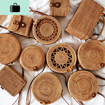 包包2020新款潮巴厘岛藤编织包圆形复古编森系沙滩旅游斜挎女包NEW LAKE女斜挎包