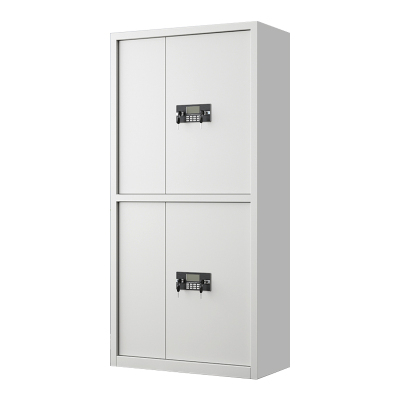 湘渭指纹电子保密柜钢制密码文件柜档案柜矮柜资料柜办公柜通双节白色:电子密码锁