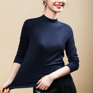 2025秋冬季修身百搭t恤显瘦内搭上衣时尚纯色半高领打底衫女长袖