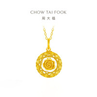 周大福 爆闪玫瑰花园足金黄金吊坠(工费:380计价)EOF1235七夕礼物