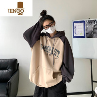 YANXU卫衣男士秋季新款320克美式复古撞色拼接宽松青少年连帽外套