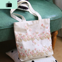森女系帆布包小清新蕾丝仙女手提包包 女单肩ins韩版大容量购物袋NEW LAKE女士单肩包