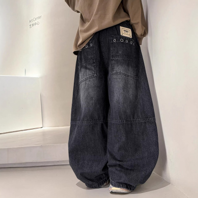 男童牛仔裤春秋款2026新款男孩春装大儿童装痞帅宽松休闲直筒裤子_869