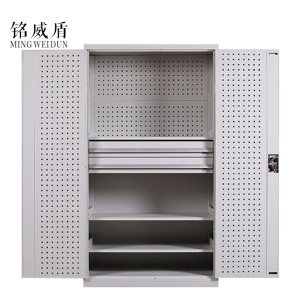 铭威盾工具柜加厚铁皮储物柜工厂车间用带抽屉汽修多功能收纳柜通门内二抽柜灰白色