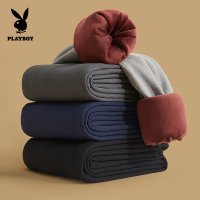 花花公子男士保暖裤加绒羊毛护膝贴片抗菌加厚款秋冬御寒男单裤