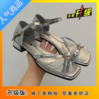 SUNTEK高级感小众法式凉鞋女2023年夏季新款配裙子时尚仙女风套趾罗马鞋