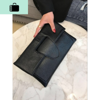 手拿包女2020新款时尚皮大容量手拿包手抓包潮信封包单肩斜挎包NEW LAKE 黑色皮女斜挎包