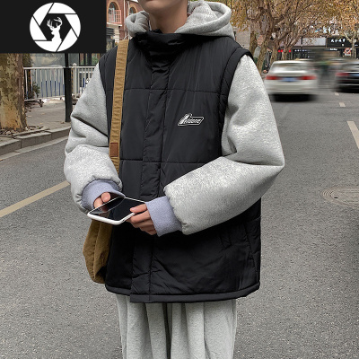 HongZun假两件羽绒棉服男潮牌港风棉衣冬季加厚韩版潮流情侣装棉袄面包服棉衣