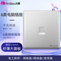 飞雕(FEIDIAO)超薄大板 开关插座格韵系列86型带开关插座面板墙壁电源插座 格韵月光银(六类)电脑插