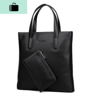 男包手提包竖款软皮休闲包单肩包斜跨公文包男商务简约男士包包潮NEW LAKE 黑色男士手提包