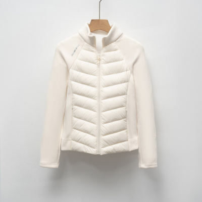 新羽绒服新国标90绒轻薄立领女瑜伽拼接纯色修身百搭运动风