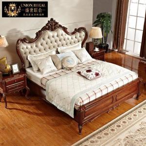 森美人美式实木床欧式1.8米双人床简欧花大床婚床主卧室家具