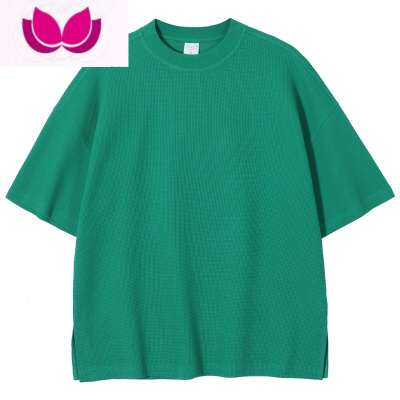 七斓夏季华夫格宽松运动风休闲套装女美式潮牌嘻哈炸街短袖短裤套