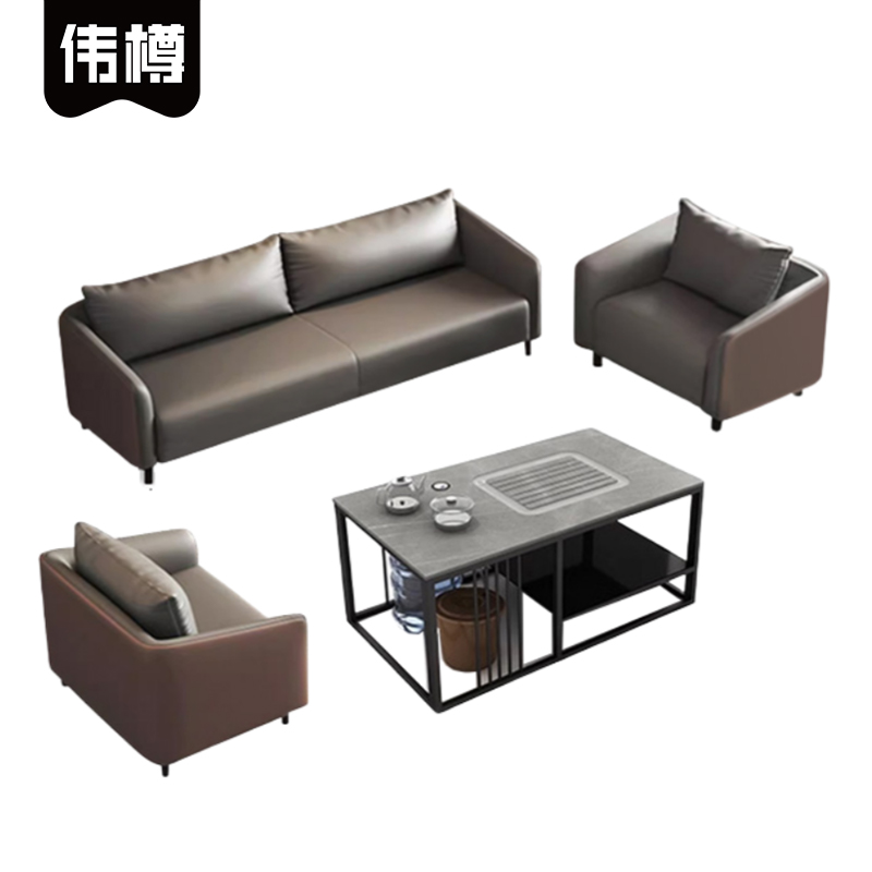 伟樽沙发组合单+单+三人位+岩板功夫茶几套