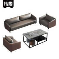 伟樽沙发组合单+单+三人位+岩板功夫茶几套