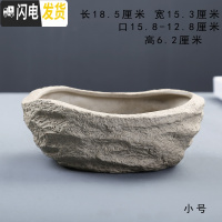 三维工匠水仙花铜钱水培花盆水养的仿石头盆景碗莲睡莲个性创意陶瓷无孔 乳白色F-石-1 中等花盆容器